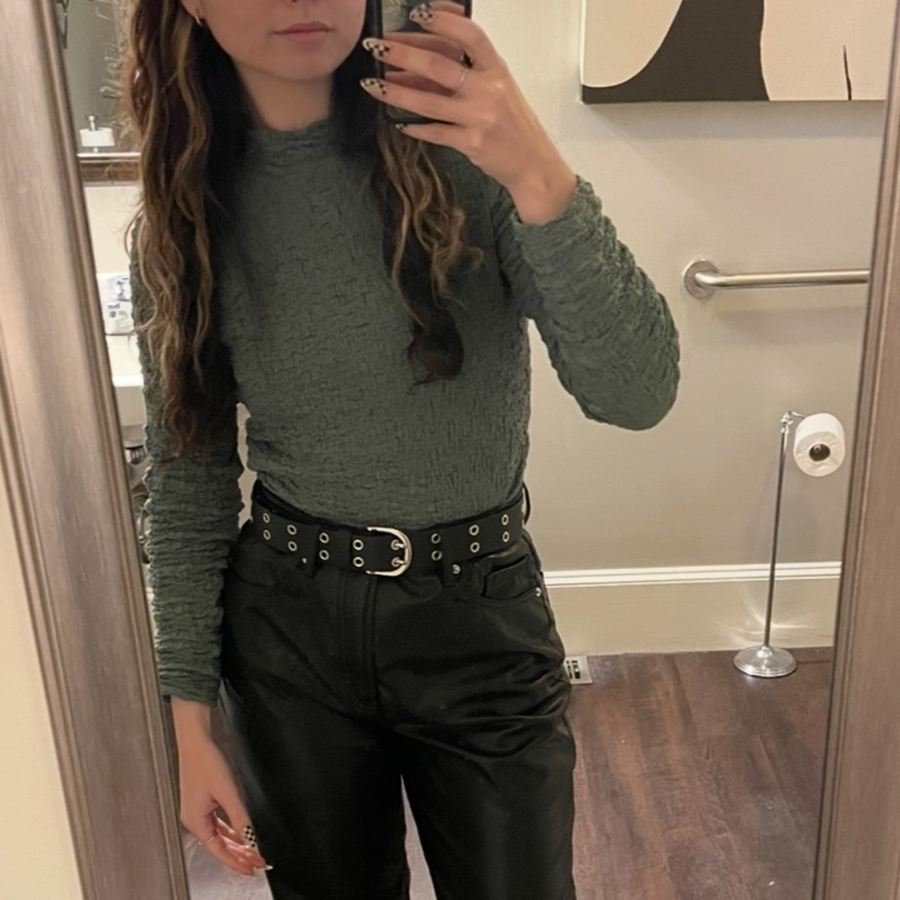 A New Day Textured Olive Long Sleeve Top